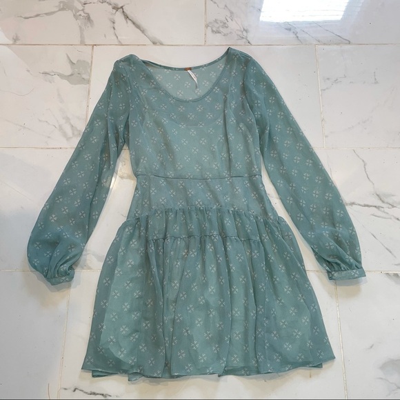 Free people Teal Blue peasant Dress - Picture 3 of 8